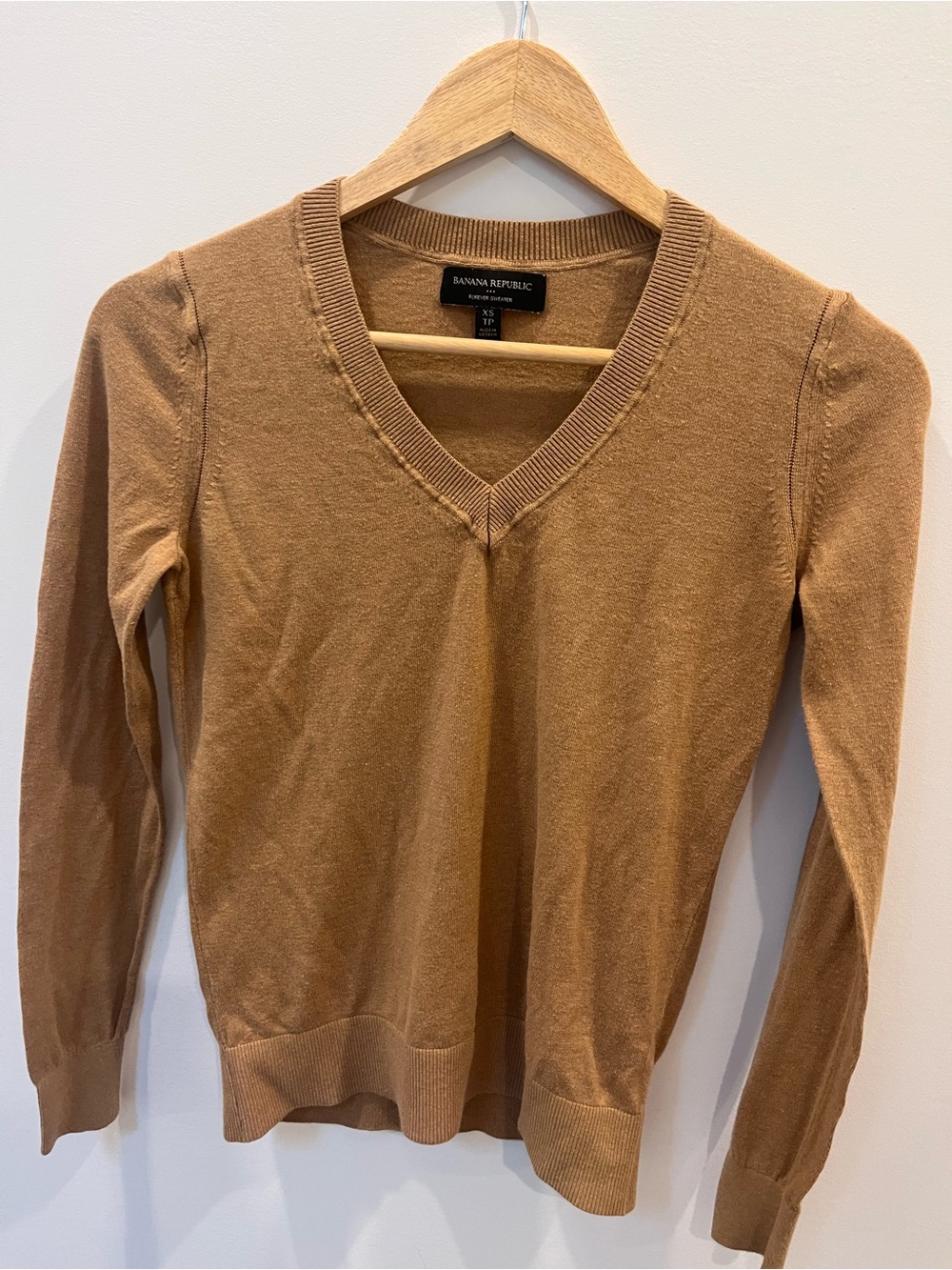 Banana Republic V-Neck Sweater in Camel